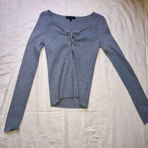 Grey Sweater with adjustable tie front